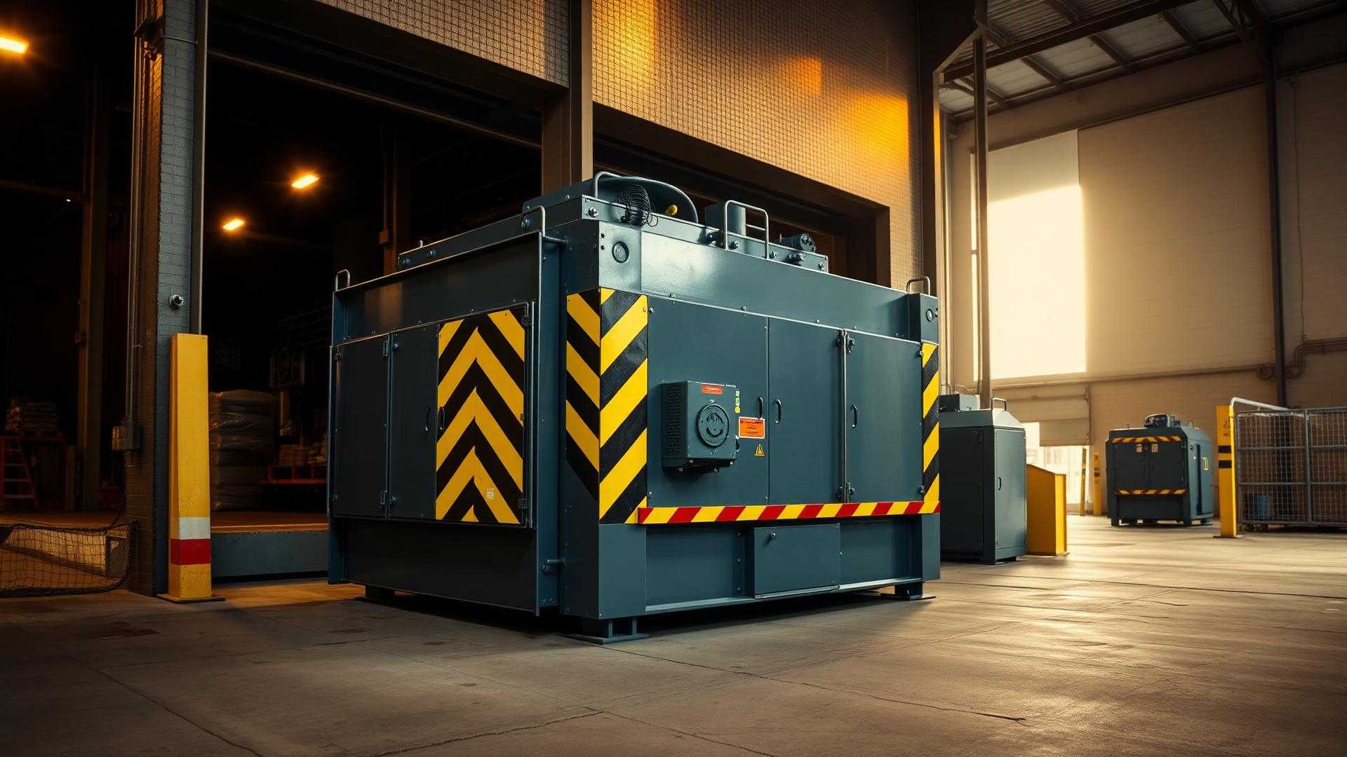 Commercial stationary compactor at a loading dock